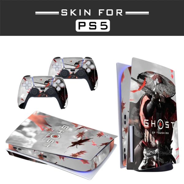 Adesivos para fantasma de tsushima ps5 edição de disco skin skin skin skin skin skin capas para playstation 5 console controlador ps5 adesivo de pele