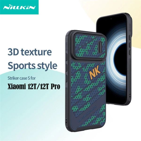 Fälle Nillkin für Xiaomi 12t Pro Case Stürmer 3D Wabe Relief Silikon -Schleife Kamera Objektiv Federfeder für Xiaomi Mi 12T Stoßstange