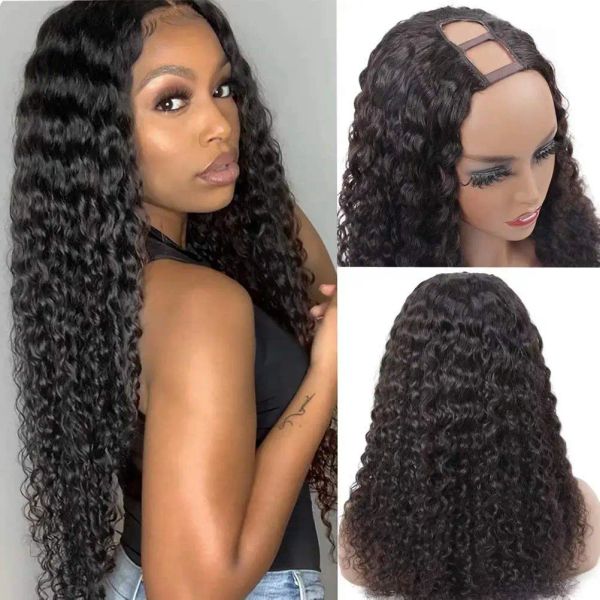 Wigs Deep Wave U Part Wig Human Hair для женщин бразильская девственная девственница глубоко вьющиеся парики парики Human Wigs Healles