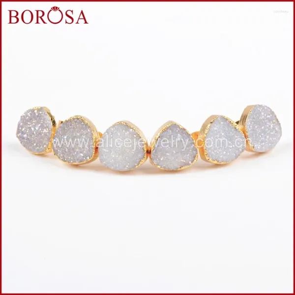 Orecchini per borchie 12 mm Triangolo oro Triangolo naturale Titanio Ab Color Agate Druzy Geode Earring Fashion Healing Stone per donne