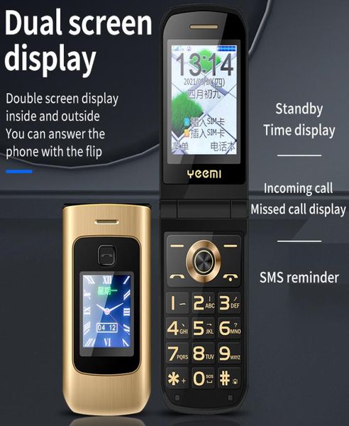 Telefones celulares desbloqueadas 2G 3G 4G Tela de toque 24 polegadas Dialer Bluetooth SOS Flip Senior Flip Mobile Phone 64MB1GB Bandas completas GSM WCDMA LTE2903514