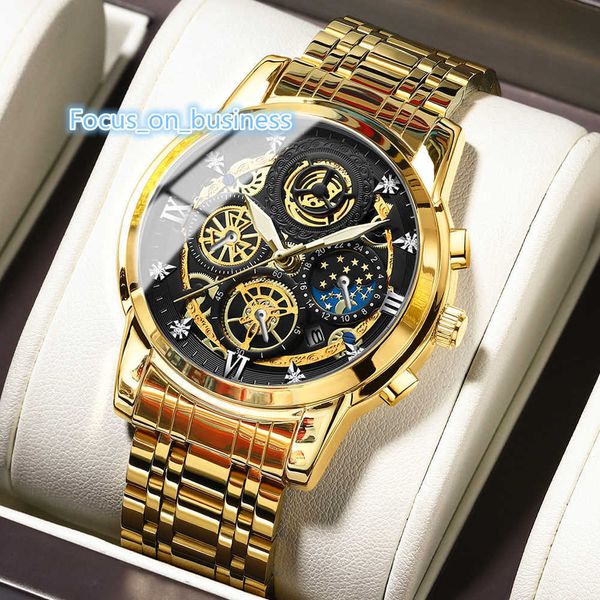 Nuovo orologio di lusso Orologio Uomo Hollow Wheel Wheel Moissanite Scheletro Gold Gold Orologio in acciaio RELOJES DE CUARZO