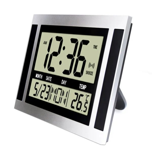 Uhren heiß 2024 Neues LCD Digital Wall Clock Großer Zahlen Tisch Alarmuhr Modernes Design Büro Home mit Thermometer Kalender