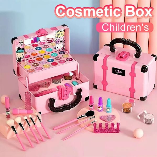 Kit per il trucco per bambini Fare un gioco da gioco per il trucco dei giocattoli da principessa cosmetica lavabile per un regalo di compleanno di Natale per ragazze di 312 anni 240416