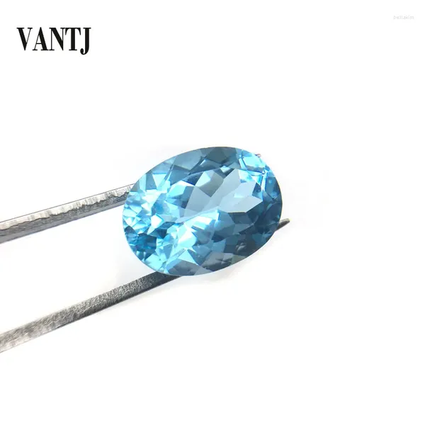 Кластерные кольца Vantj Real Natural Sky Blue Topaz Свободный драгоценный камень Блестящий овальный порез для прекрасных ювелирных ювелирных украшений.