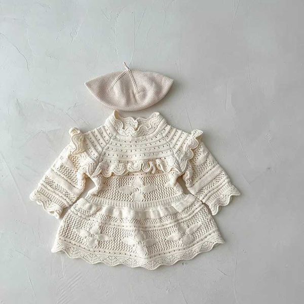 Strampler Koreanischen Stil Schwester Kleidung Säuglings Baby Mädchen Stricken Kleidung Anzug Frühling Herbst Baby Strampler Mädchen Kleid Kinder Pullover H240425