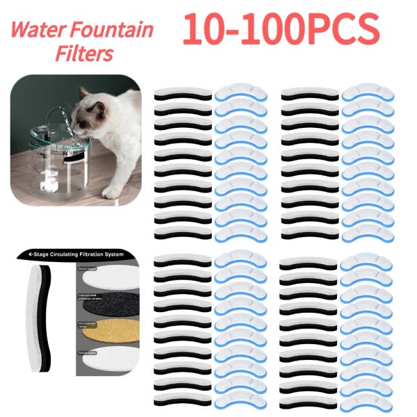 Purificatori 10100pcs Filtri di sostituzione della fontana per acqua per gatto per filtro a carbone attivo WF050/WF060 per alimentazione da bere auto per animali domestici