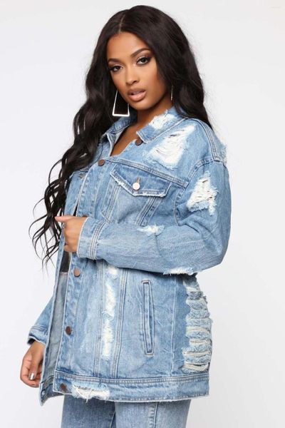 Frauenjacken Frauen Jeans Cowboy Cowboy tragen Damen Denim Jacke Blau