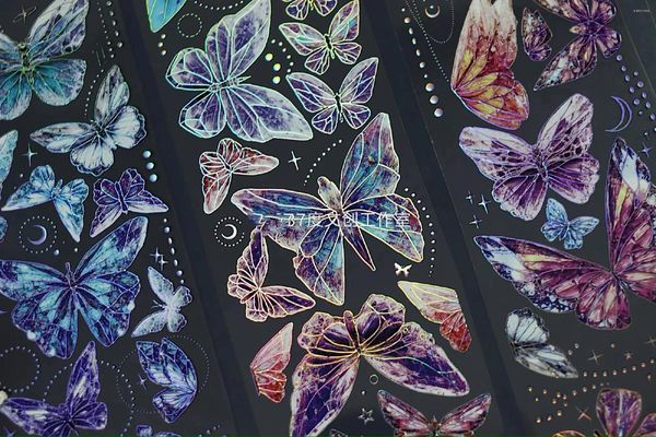 Enrole de presente Vintage Crystal Wing Butterfly Washi Pet Tape para Planejador Fazendo Cartão Diy Scrapbooking Plano Decorativo Adesivo