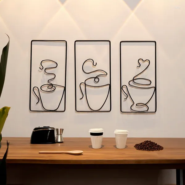 Dekorative Figuren 1 PC kreative schmiedeeisere Wandbehänge Kaffee Tasse Anhänger Dekore Ornamente Accessoires Kunst Skulpturen Wohnkultur