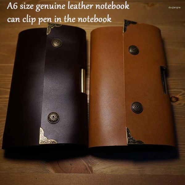 Hatimry Brand Design A6 Tamanho Genuíno Travelers de couro Journal Notebook Pen