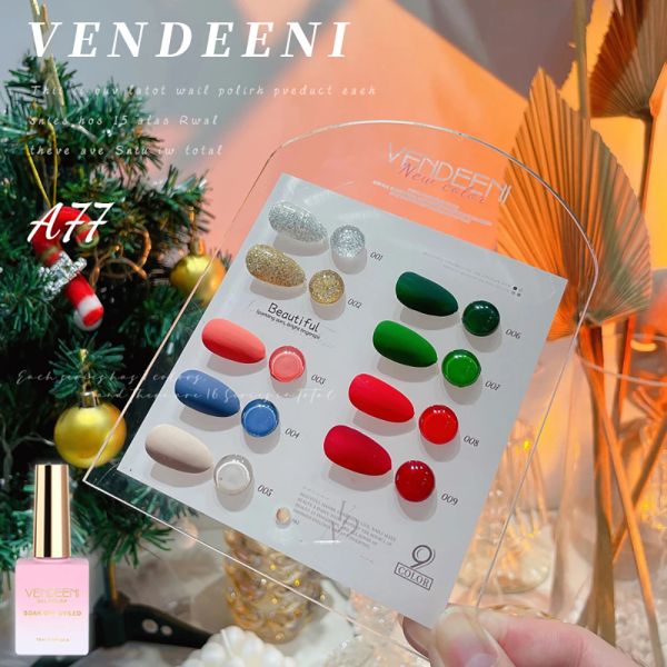 Kits Vendeeni Christmas Color Conjunto de gel Polho de unha vermelho Verde ouro prata prateada Gel Lacquer Led LED LED LED de LED mais duradouro