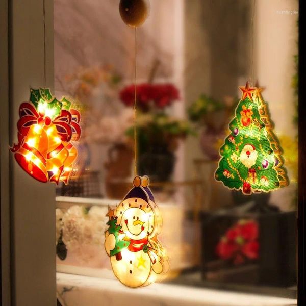 Decorações de Natal Adesivos de janela atmosfera sala de decoração de cortina lanternas lanternas otário luzes de suspensão