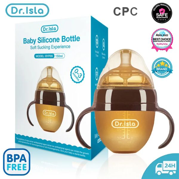 Alimentação Dr.isla Baby Silicone Bottle Nano Silver Antibacterial Baby Desmame a garrafa de mamilo de mamilo 150ml/250ml BPA grátis