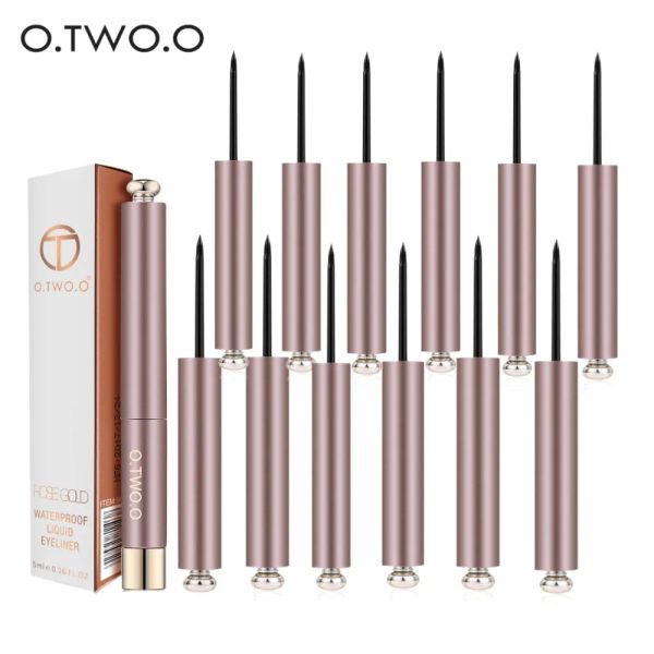 Delineador o.two.o 12pcs Liner de olho Pen Maquiagem de dois tipos de pincel de dois tipos Eyeliner líquido Longo delicado olhos gatos olhos maquiagem