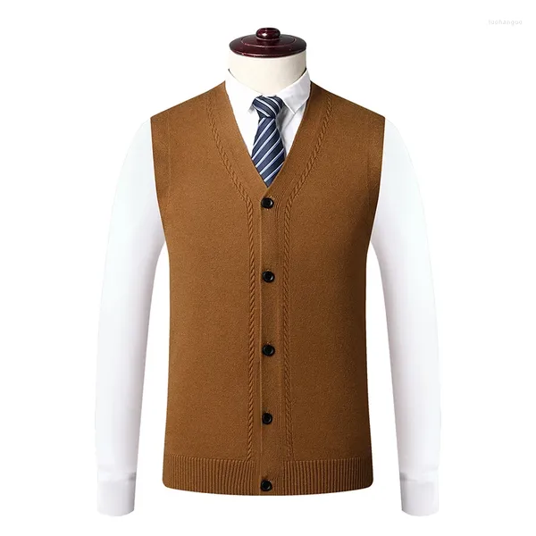 Maglioni maschili Arrivo cardigan gilet cardigan camicia senza maniche invernali per maglioni maschili a colori solidi