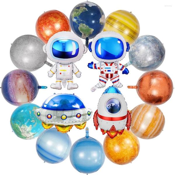 Parti Dekorasyonu 16pcs Güneş Sistemi Galaxy Uzay Balon Dış Roket Uzay Gemisi Güneş Moon Dünya Gezegen Doğum Günü Dekoru