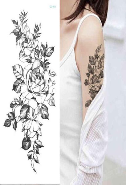 Tatuaggio temporaneo adesivo sexy tatoo adesivi fiore schizzi rosa disegni tatuaggi arte per ragazze modelli tatuaggi braccia gamba5052380