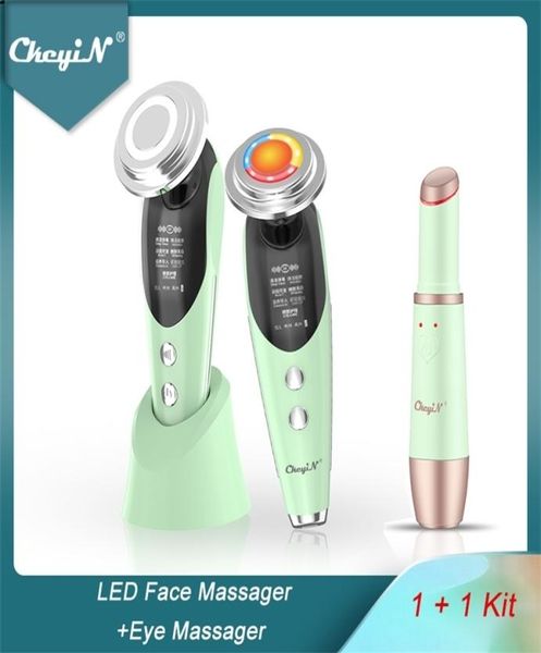 Ckeyin Green Face Beauty Machine 7in1 EMS LED Light Wrinkle Entfernung Haut Straffing erhitzte Vibration Eye Massager Zauberstab 5 2202165859794