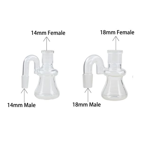 Mini apanhadores de cinzas de frasco de vidro seco 14 mm 18 mm Hookah Bubbler transparente Ashcatcher de 90 graus para fumar Bongos de água de vidro Bongas