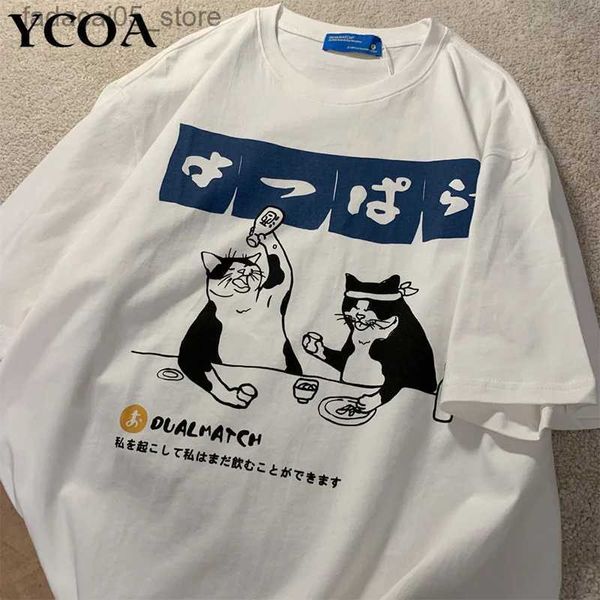 Magliette maschile maglietta da uomo bevande oversize bevande anime in cotone stampare abbigliamento grafico a maniche corta top di moda coreana harajuku abbigliamento estivo q240425