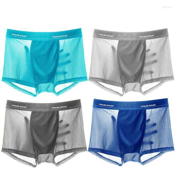 Underpants 2/4pcs/Lot Lüftung Man Boxer Brand Männer Unterwäsche Sommer ICE Network Mesh atmungsaktiv