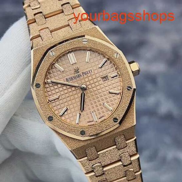 Feminino AP Wrist Watch Royal Oak Series 67653or Hammer Gold Craft comumente conhecido como Frost Gold mais brilhante Quartz Womens assista a tempo