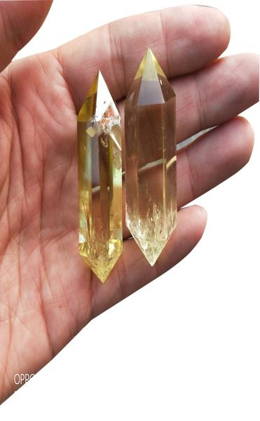 1 pcs Citrine Crystal Wand Quartz Point molto buono a colori Crystal Wand Double Point Reiki Healing Natural Stones and Mineral9901488