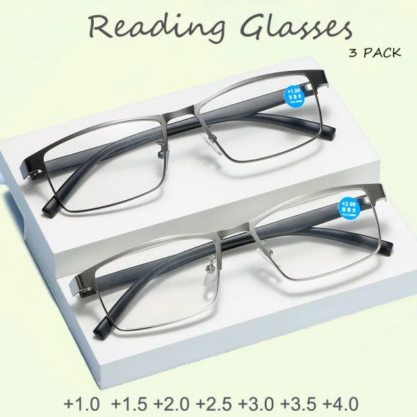 Frame Presbyopic Brillen 3 Pack +1,0 +1,5 ~ +4.0 Frauen Frauen Metall Rahmen Brillen Antiblau -Licht -Lesebrillen kostenlos Versand