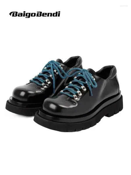 Scarpe casual blu in pizzo design di suole spesse da uomo derby aumentata altezza belle piattaforme di oxford di alto livello di fascia alta