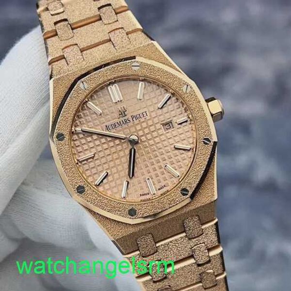 AP Crystal Wrist Watch Royal Oak Series 67653or Hammer Gold Craft, comumente conhecido como Frost Gold mais brilhante Quartz Womens assista a tempo preciso