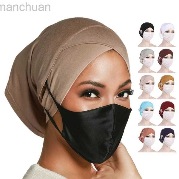 Hijabs Fashion Women Hijabs Instant Hijabs Croce con Pullover Pulcing Pullover Pullover Ethnic Cap Ethnic Cap Bandana del turbante musulmano Bandana D240425