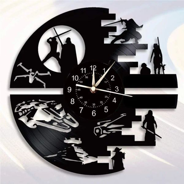 Clocks Science Fiction Movie Themen Takt Uhr Vinyl Rekord Wanduhr LED Night Light Home Dekoration 7 Farb Nachtlicht Wall Clock Jungen Geschenk