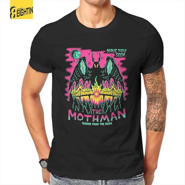 T-shirt maschile The Mothman Funny Anime T-shirts Uomini pazzi 100% in cotone camicia rotonda con colletto a maniche corte a maniche vetrine abiti da stampa t240425