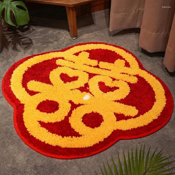 Tappeti rossi tema del matrimonio con pormoni cucina tappetino da letto ingresso soggiorno bagno tappeto tappeto a pavimento non slittata
