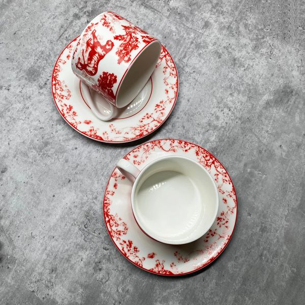 Fornitori di dropshipping di Shavers Classic Nordic Tea Cup e Saucer Red Ceramic Tag Creative Table stoviglie con confezione regalo Spedizione gratuita