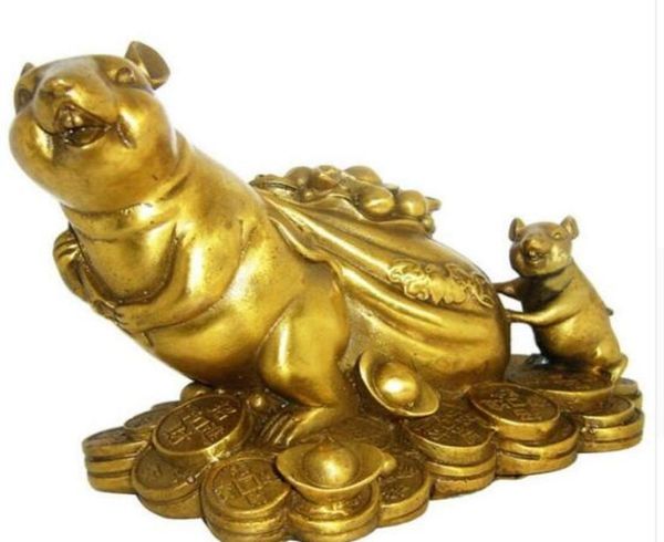 Pocket di denaro posteriore Ingot Lucky Gold Rat Bronze Ornaments0122677750