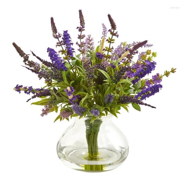 Flores decorativas Arranjo de flores artificiais em vaso roxo home decors acessórios luau decorações de festas decoração de casamento para