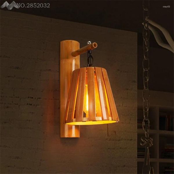 Wandlampe Nordic Creative Bambuslichter Schale Lampen für Wohnzimmer Restaurant Café Schlafzimmer Bar Haus Beleuchtung Küchenküche Armaturen