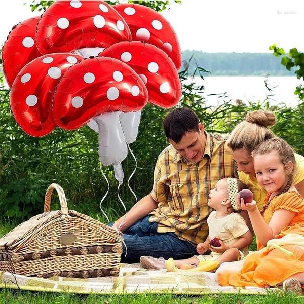 Decorazione per feste Red Mushroom Foil Balloons forniture per piante forestali a tema da giardino fata Ringraziamento Autunno Air Air Globos