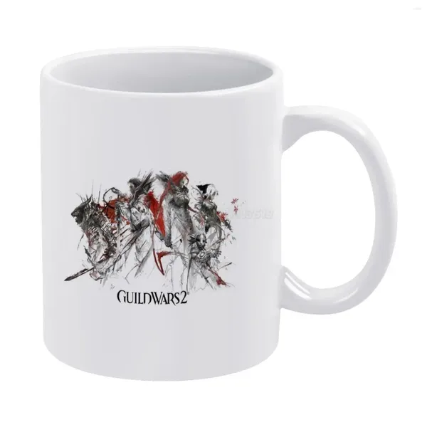 Canecas guild wars 2 caneca branca impressão de boa qualidade 11 oz xícara de café gw2 grátis para jogar videogame de videogame para jogos nerd