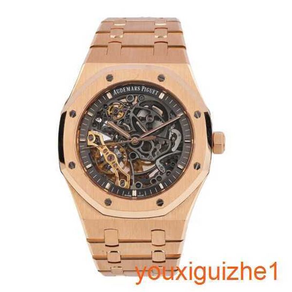 AP Orologio da polso senza tempo Royal Oak Series 15407or Rose Gold Hollow Double Pendulum Watch Men's Fashion Leisure Business Sports Mechanical