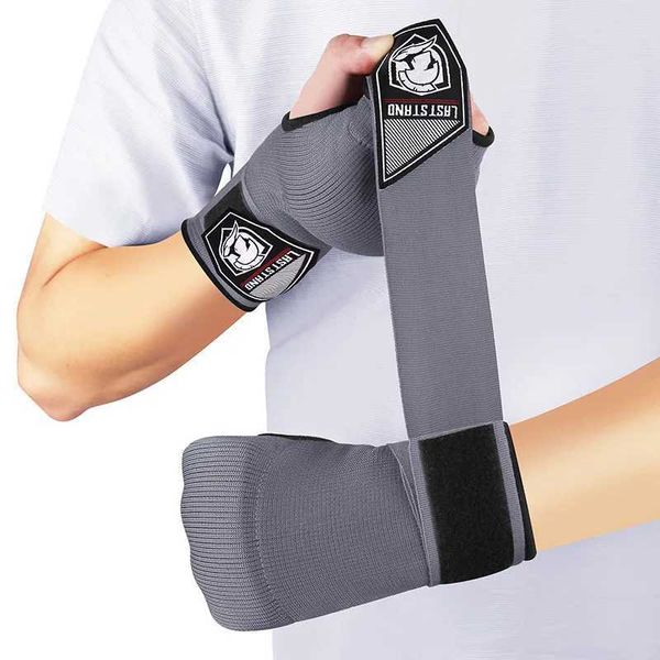 Schutzausrüstung 1 Paar von Gel -Boxerhandschuhen Einstellbare halbe Fingerhandschuhe mit langem Armband MMA Boxer Schutzausrüstung 240424