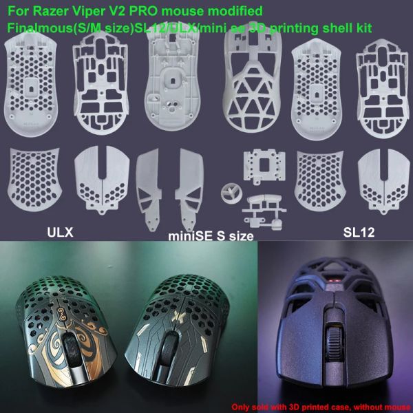 Camundongos para Razer Viper V2 Pro Wireless Mouse Modding: Handcrafted DIY FinalMouse (tamanho S/M) SL12/ULX/VIPER MINI SE 3D KIT DESCLO IMPRESSO