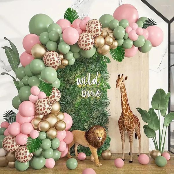 Decoração de festa 95pcs safari balões arco kit animal selvagem de um aniversário decorações para meninos chá de bebê menino menina