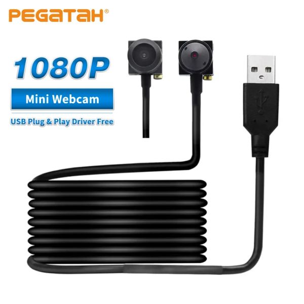 Webcams Pegatah Full HD 1080p Webcam Computador Câmera USB Mini Câmera com lente de 3,7 mm CCTV Câmera de vídeo de segurança de câmera de segurança externa CCTV