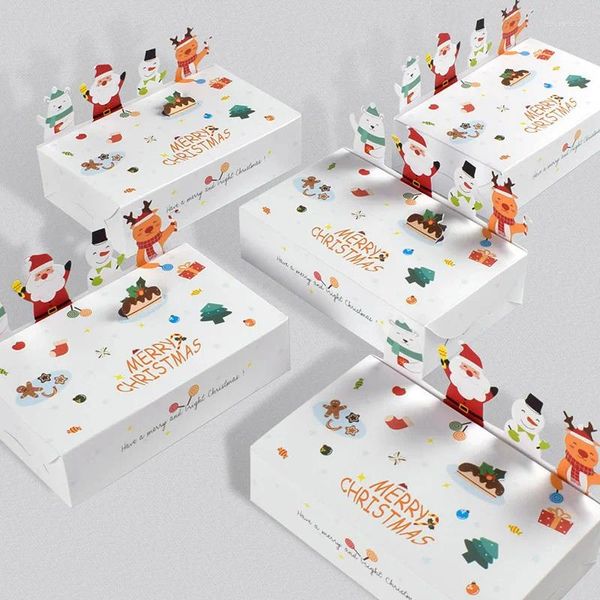 Aufbewahrung Flaschen 10pcs Frohe Weihnachten Papier Geschenk Schandkasten Cartoon 3D Santa Claus Cookie Home Party Jahr Falten