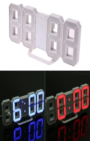 Relógio de parede LED 3D Design moderno Tabela digital Clock Alarme Nightlight Watch For Home Living Room Decoration1313335