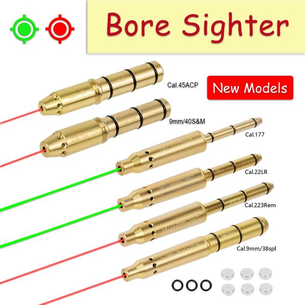 OPTICS TACTICAL .22LR Red Green Laser Laser Bohrer Sichtkollimator -Kit 9mm.38SPL/.177/.223rem/10mm 40SW/.45ACP Cal Pistole für Glock17/19