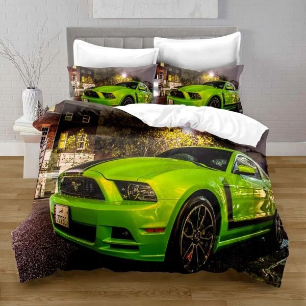Наборы наборов Mustang Автомобильные постельные принадлежности 3D Printed Детская одеяла для мальчиков для мальчиков одиночные двойные двойные королевские королевские крышки для кровати.